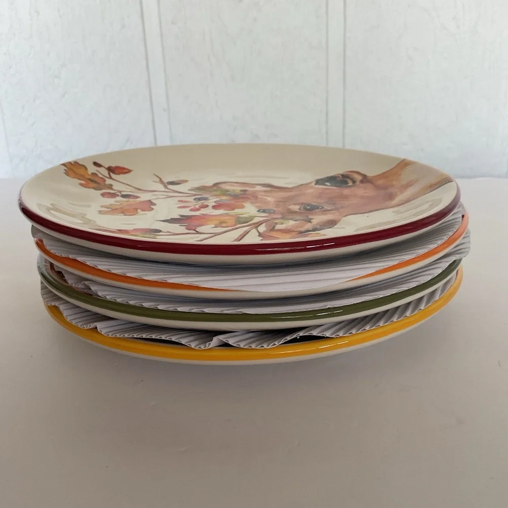 Pier 1 Harvest Garden Critters Salad Plates set of four NWT